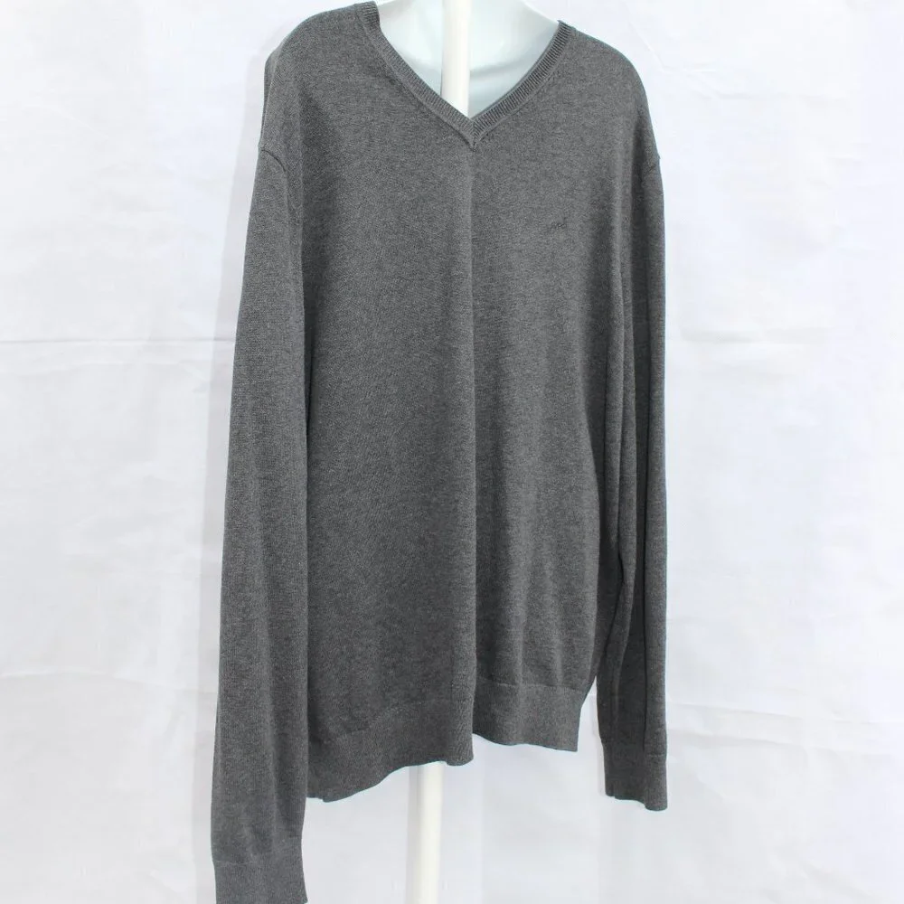Michael Kors Men’s Vneck Pullover Grey Long Sleeve Sweater Size XL 100% Cotton